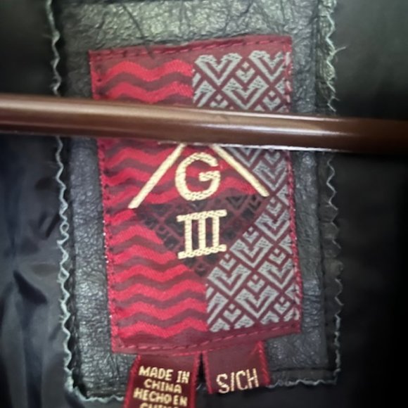 Beautiful black leather jacket/short coat with patterned inlays, like new, SzS - Picture 6 of 6